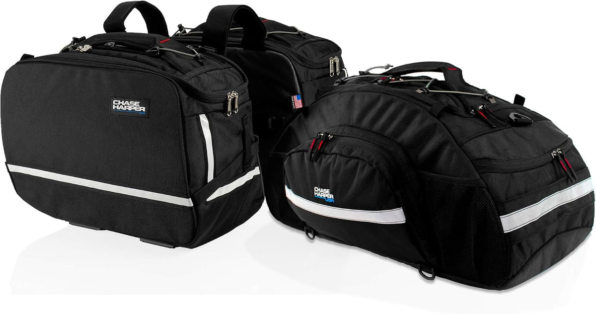 Chase Harper USA 3550 Aeropac II Saddle Bags - Water-Resistant, Industrial Grade Ballistic Nylon w/Thermoplastic Insert, Anti-Scratch Vinyl on Inward Facing Wall, 14" L x 9" W x 10.5" H (Per Side)