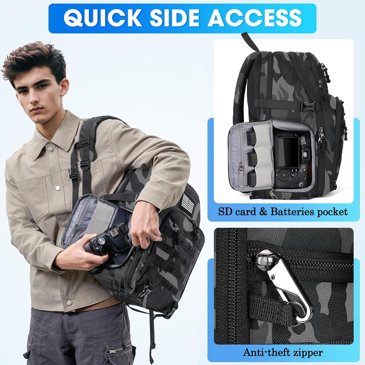 SDYSM Waterproof Camera Backpack 15.6 Inch,Camera Bags for Photographers