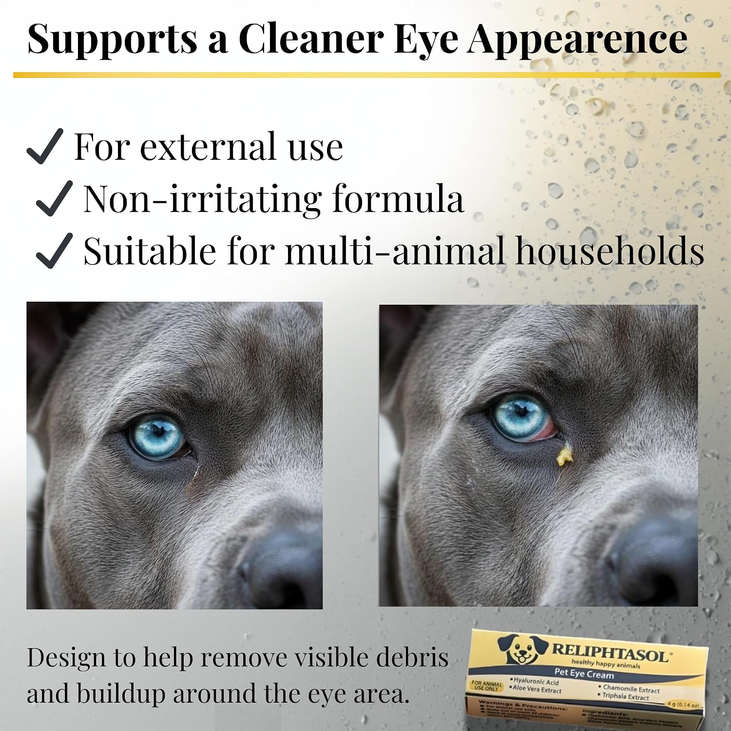Pet Eye Cream – Vet-Formulated Dog Eye Infection Treatment, Pink Eye Relief, Conjunctivitis Relief, Dry Eyes &amp; Red Eye, Tear Stain Remover for Dogs, Cats, Cattle, Sheep, Horses – 1 Tube