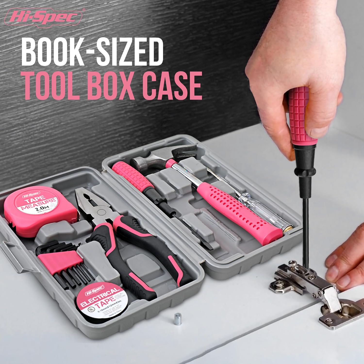 Hi-Spec Mini Tool Kit for College Dorm, Home and Office DIY, Pink