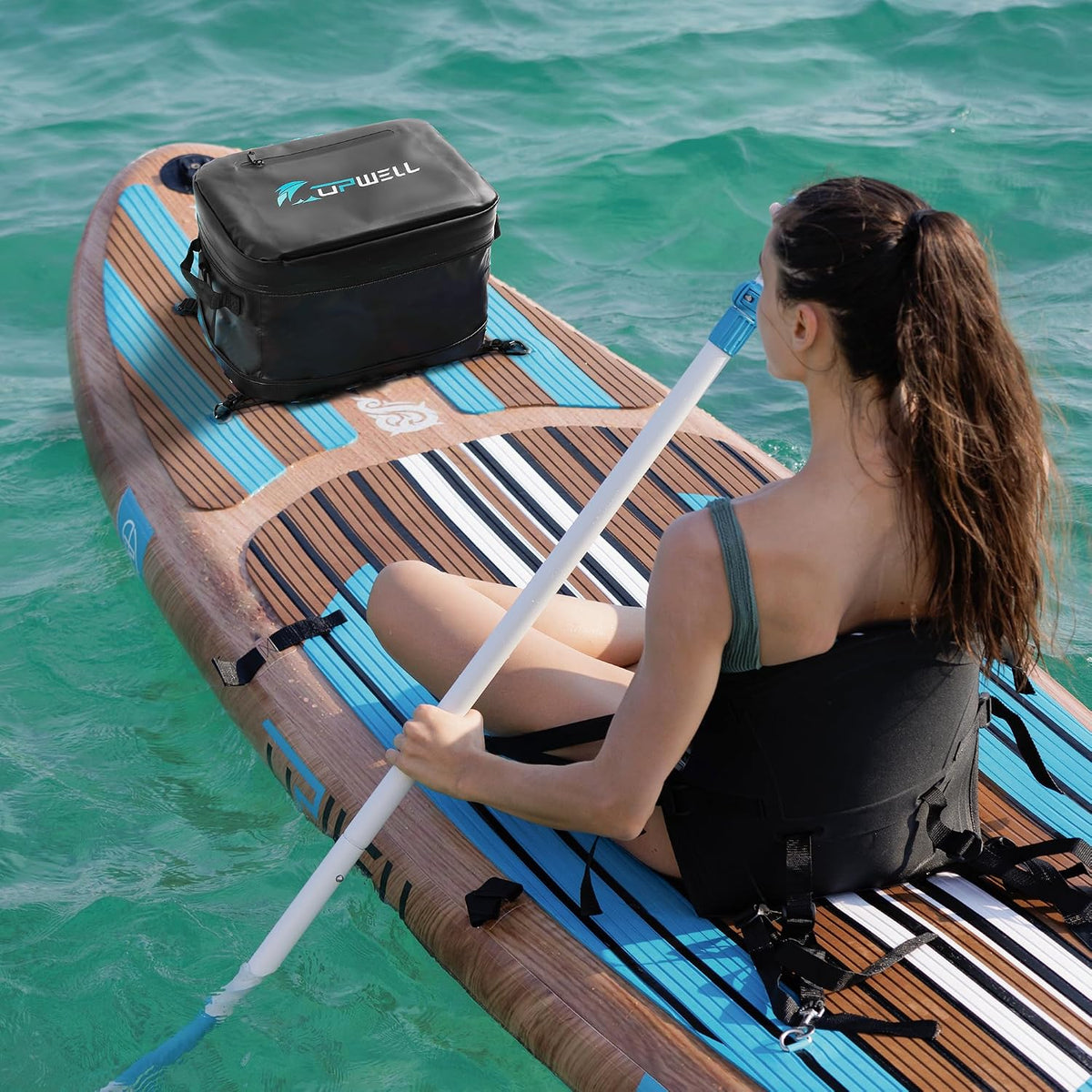 UPWELL Paddle Board Accessories, Waterproof SUP Cooler Bag with TPU Zipper, PVC Dry Bag, 30 Cans Surf Kayak Cooler Bag for Paddle Board, Kayak