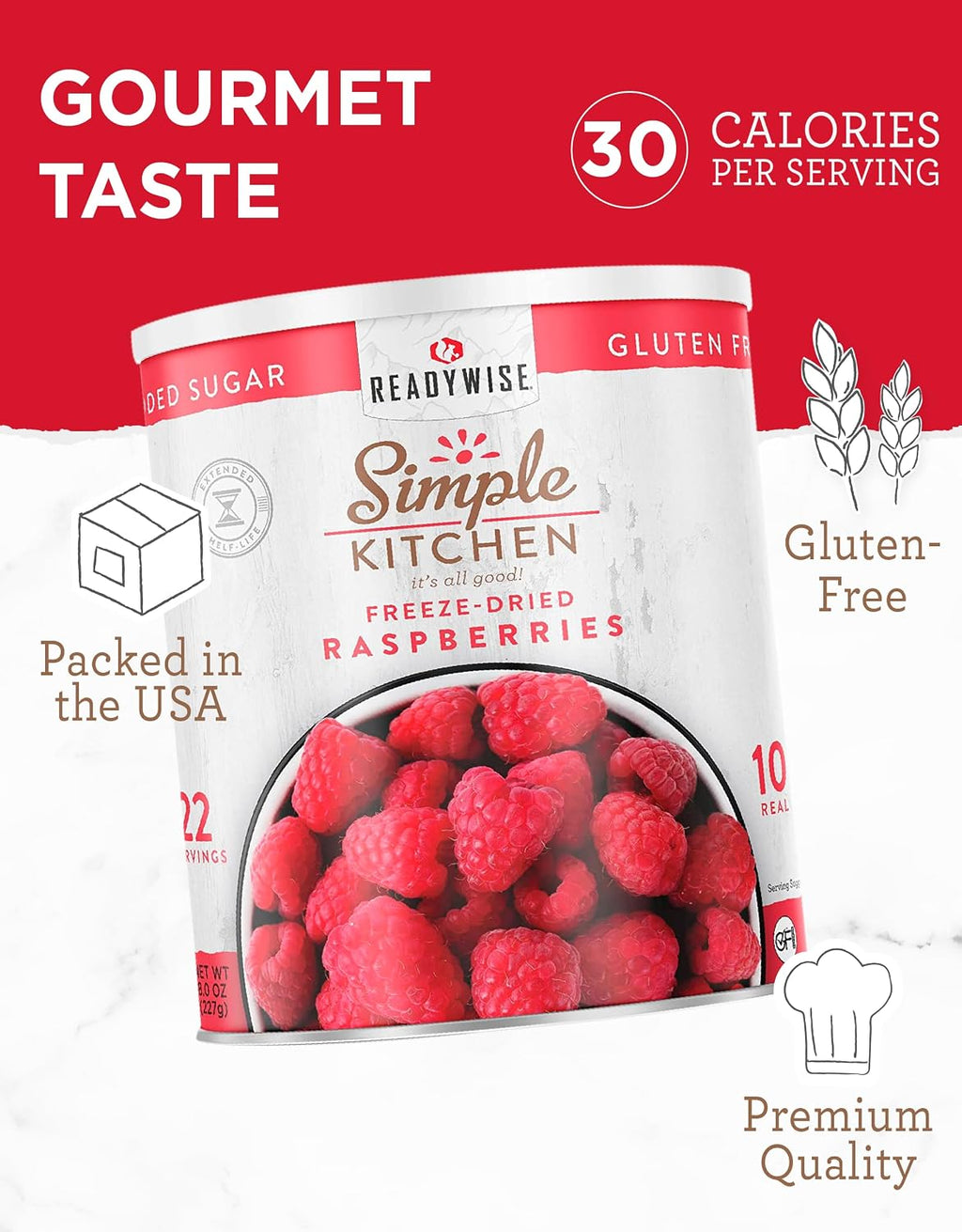 SIMPLE KITCHEN Camping and Outdoors Freeze Dried Raspberries, 22 Servings