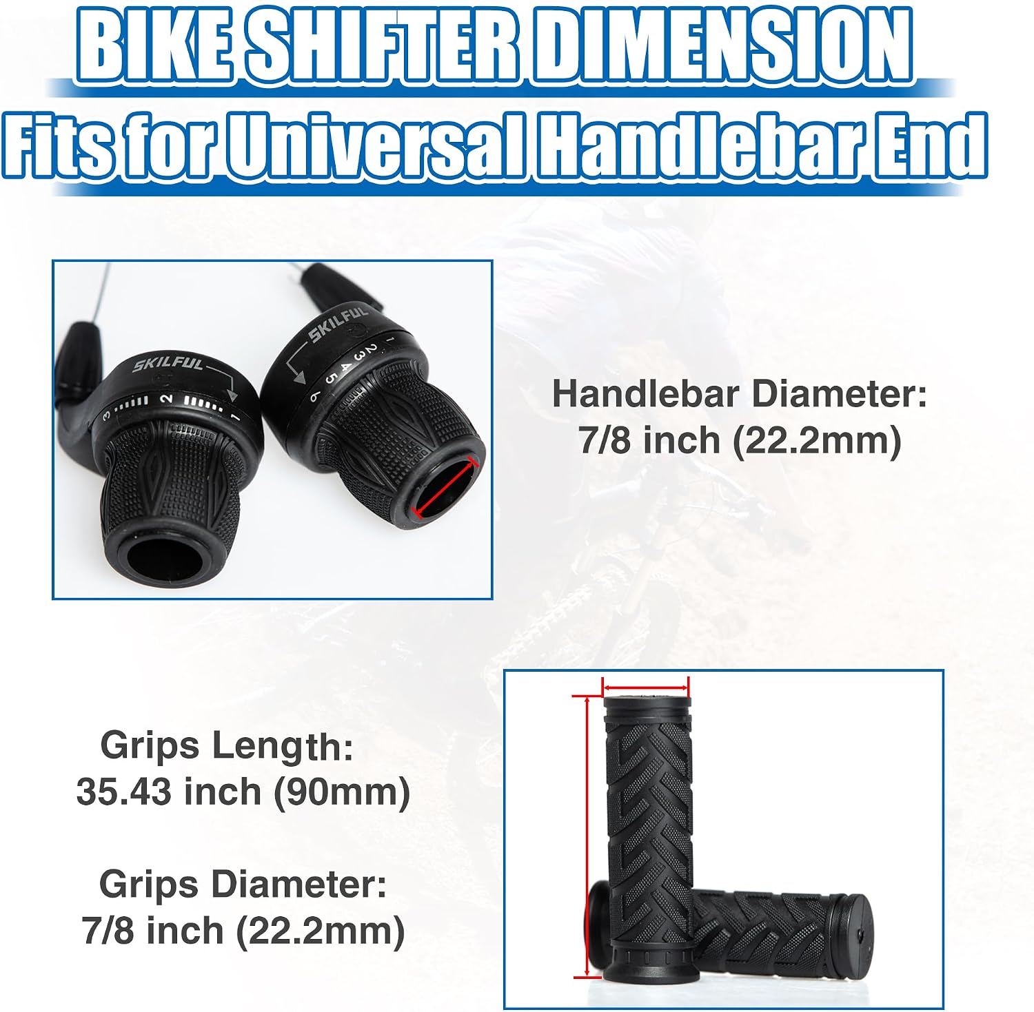 MEGHNA Bicycle 18 Speed Shifter Twist Shifter Lever 3x6 Speed Grip Shift Left and Right Shifter Mountain Bike Commuter Bike Folding Bike Gear Grip Shift with Grips(Pair)