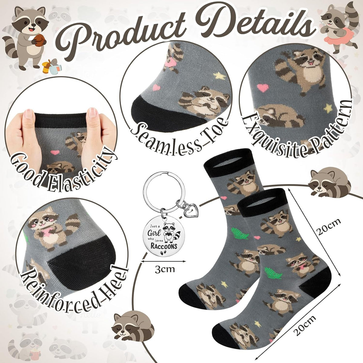 Gilprop 6 Pcs Raccoon Lover Gift: Just Girl Who Loves Raccoons