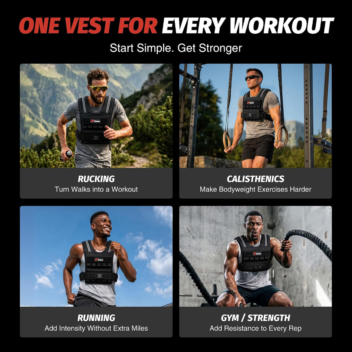ZELUS Weighted Vest Men, 23lbs/36lbs/45lbs Adjustable Weight Vest