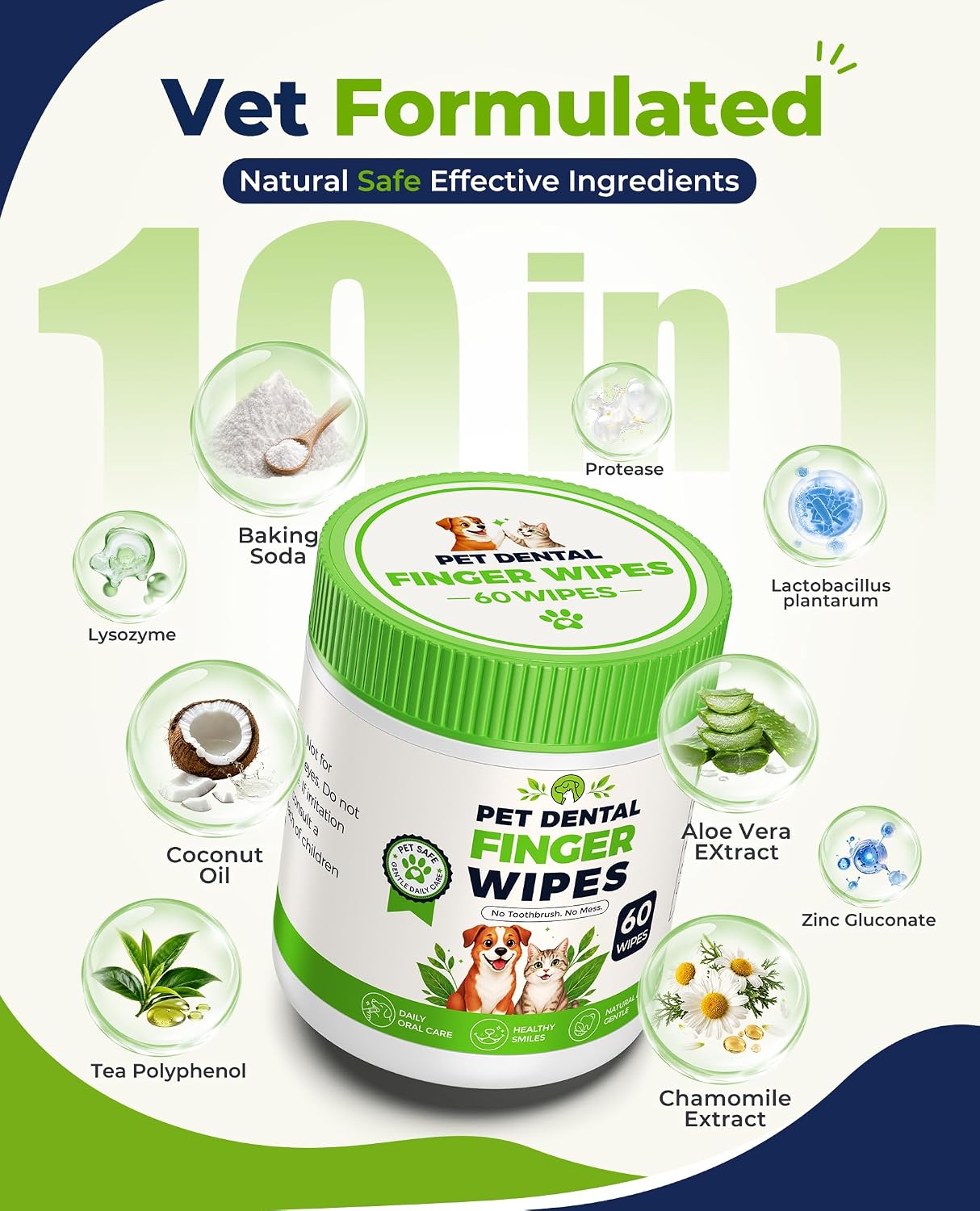Dog Dental Wipes for Teeth Cleaning, Finger Toothbrush Wipes for Dogs Cats,Dog Teeth Cleaning Wipes Reduce Bad Breath & Plaque Tartar, No-Rinse Daily Oral Care,Dog Toothbrush & Toothpaste Alternatives