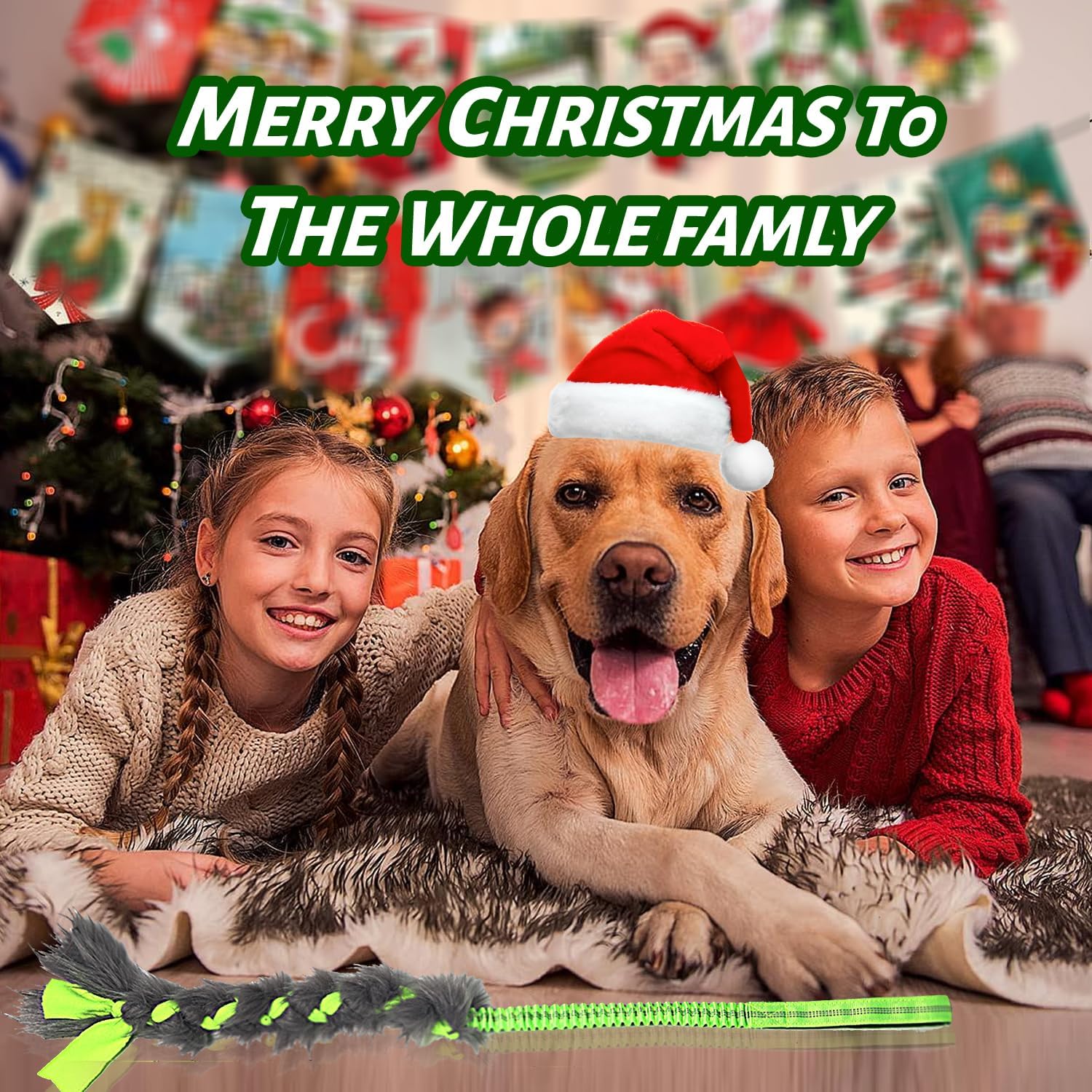 wodoca Christmas Dog Tug Toys Dog Rope Toys Pets Puppy Aggressive Chewers Toys Xmas Pet Gifts, Easy to GRAP Large Dogs Chew Toy Ideal for Training for Puppy, Middle Dogs Play Hand Made (Green)