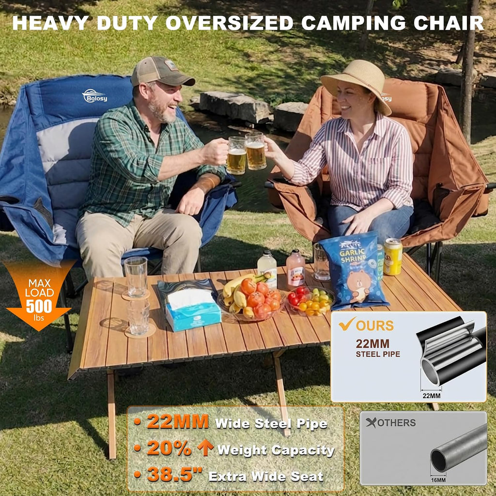 2 Pack Oversized Camping Chairs for Adults Heavy Duty