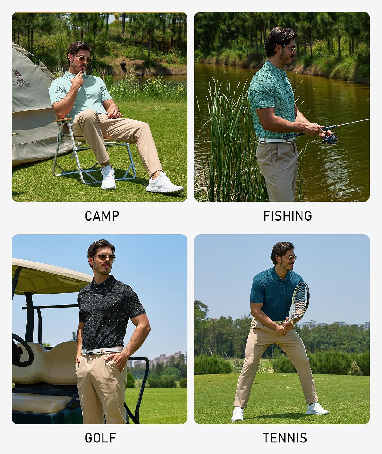 ZITY Mens Golf Polo Shirts Short Sleeve UPF 50+ Moisture Wicking Tshirt