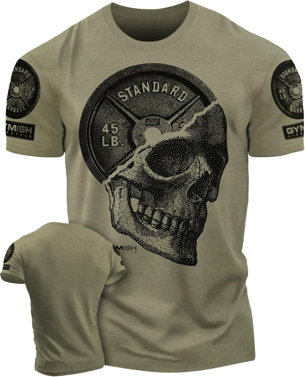 Gymish Lifestyle Skull Plate Gym Shirt, Work Out Deadlift Skull T-Shirt for Men