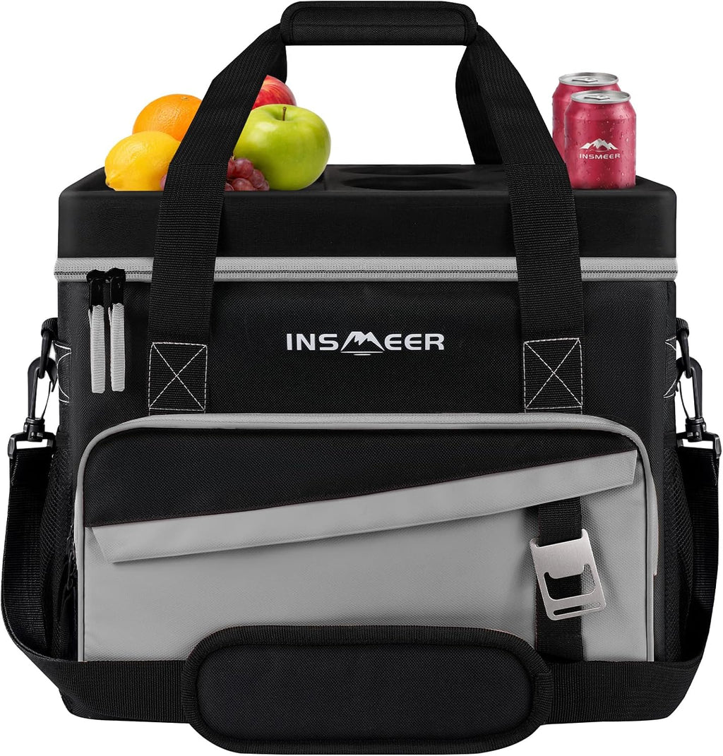 INSMEER Collapsible Cooler with Hard Shell & 4 Cup Holders - 55 Cans