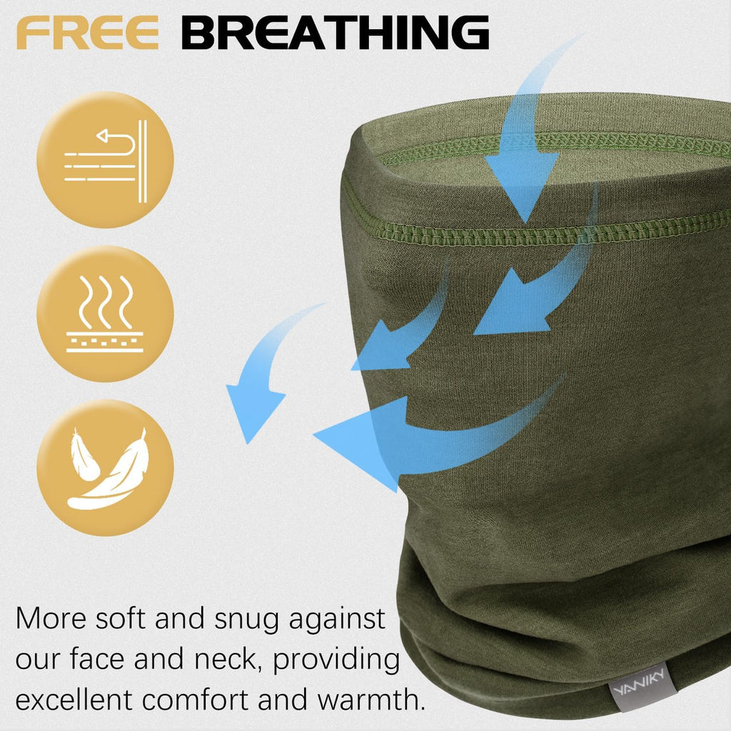 YANIKY Neck Gaiter Winter Neck Warmer for Men & Women Windproof Face Mask for Cold Weather Breathable Ski Face Cover Scarf