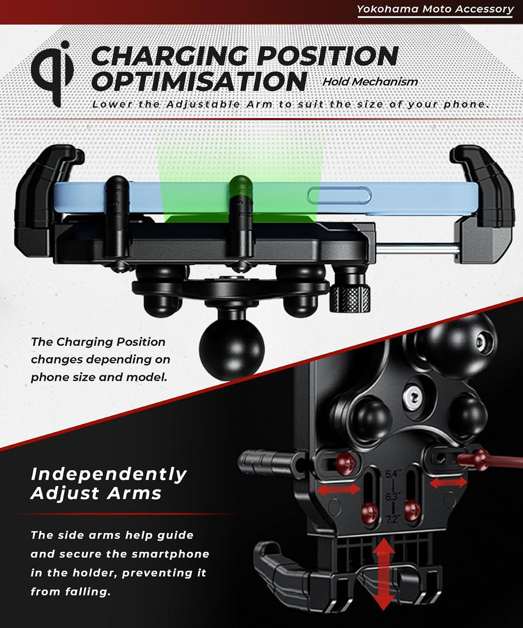 Kaedear Qi Wireless Charging Motorcycle Phone Mount, KDR-M26A