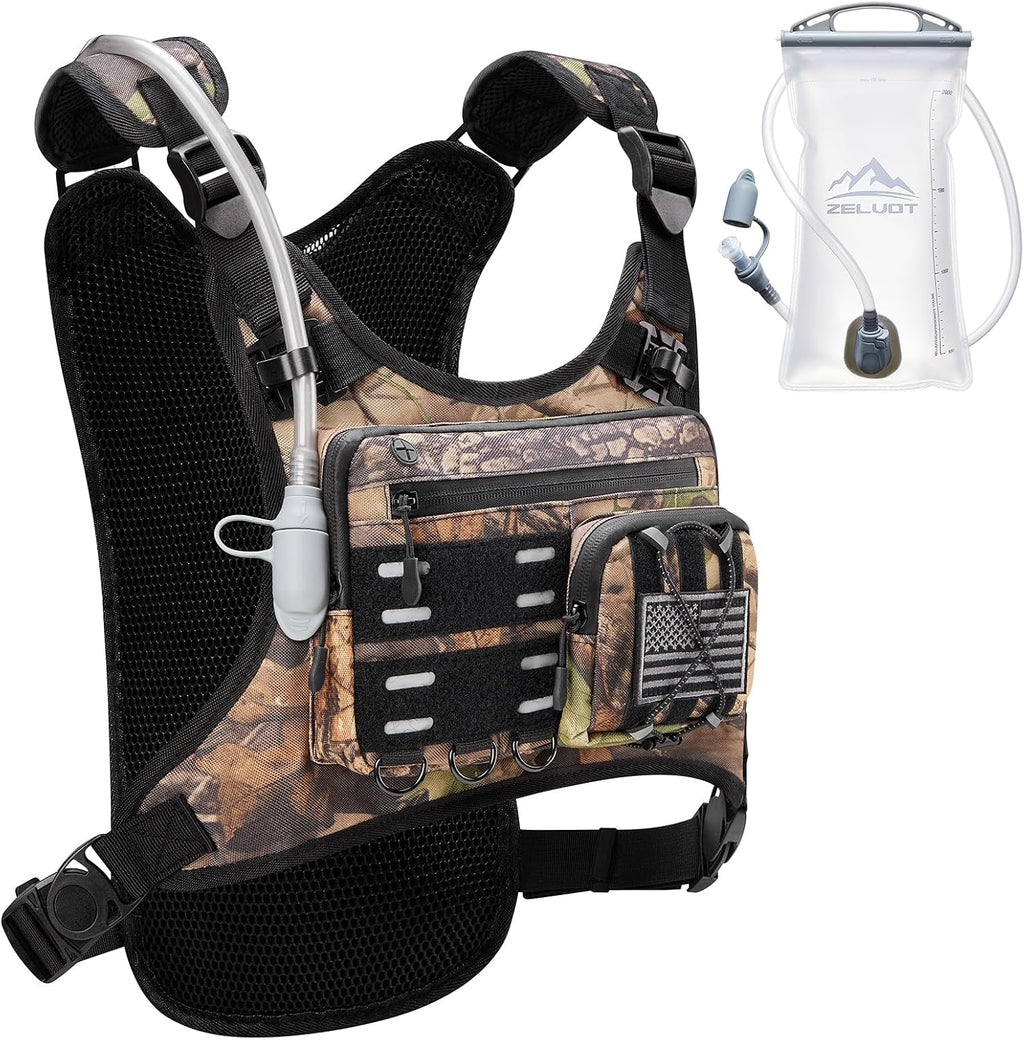 Zelvot Running Vest with 2L Water Bladder, Hydration Backpack, U.S. Design Patent, Lightweight Hydration Pack with Gear Holder, Reflective Chest Pack for Men Women