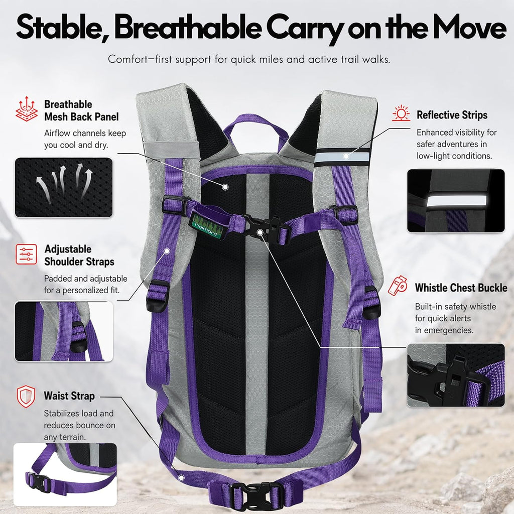 Haimont 15L Lightweight Hiking Daypack, Grey