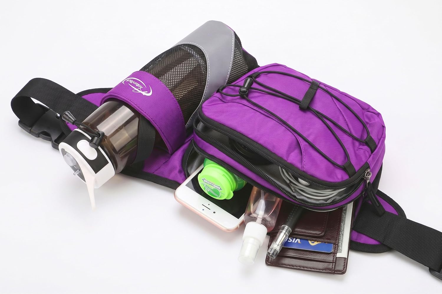 AiRunTech Fanny Pack with Water Bottle Holder, Hiking Waist Bag for Walking Accessories Essentials, Hiking Hydration Gear Gift Women Men