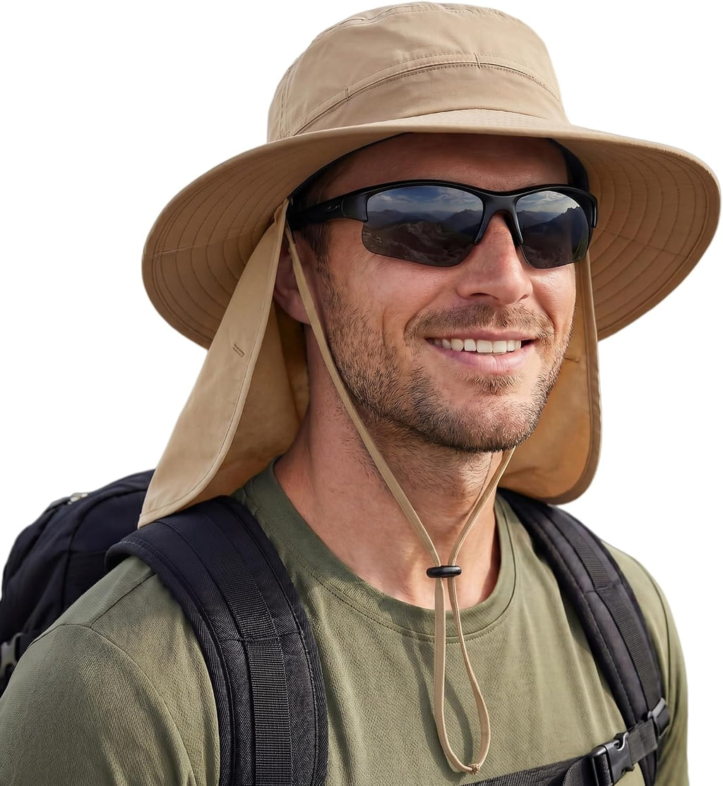 Connectyle Wide Brim Sun Hat for Men Women UPF 50+ Breathable Fishing Hat with Neck Flap Outdoor Hiking Safari Bucket Hats