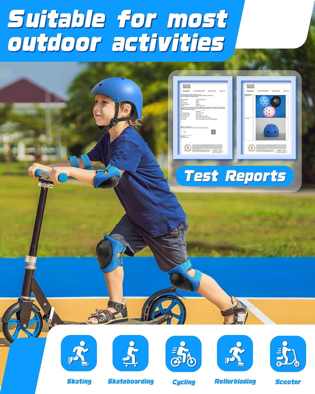 Kids Bike Helmet Set, Adjustable Helmet for Ages 2-3-5-8-14 Year Boys Girls, Toddler Pad Set with Knee and Elbow Pads for Bike, Roller, Skating, Scooter, Longboard and More Sports, 6 Color