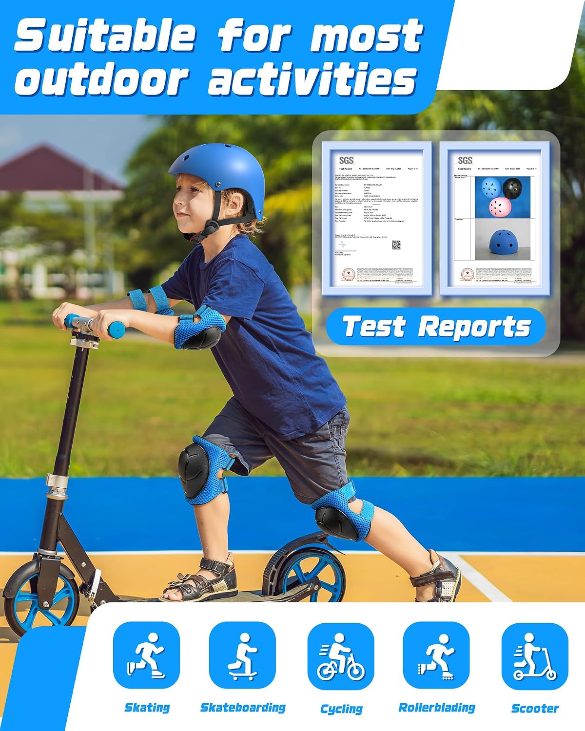 Kids Bike Helmet Set, Adjustable Helmet for Ages 2-3-5-8-14 Year Boys Girls, Toddler Pad Set with Knee and Elbow Pads for Bike, Roller, Skating, Scooter, Longboard and More Sports, 6 Color
