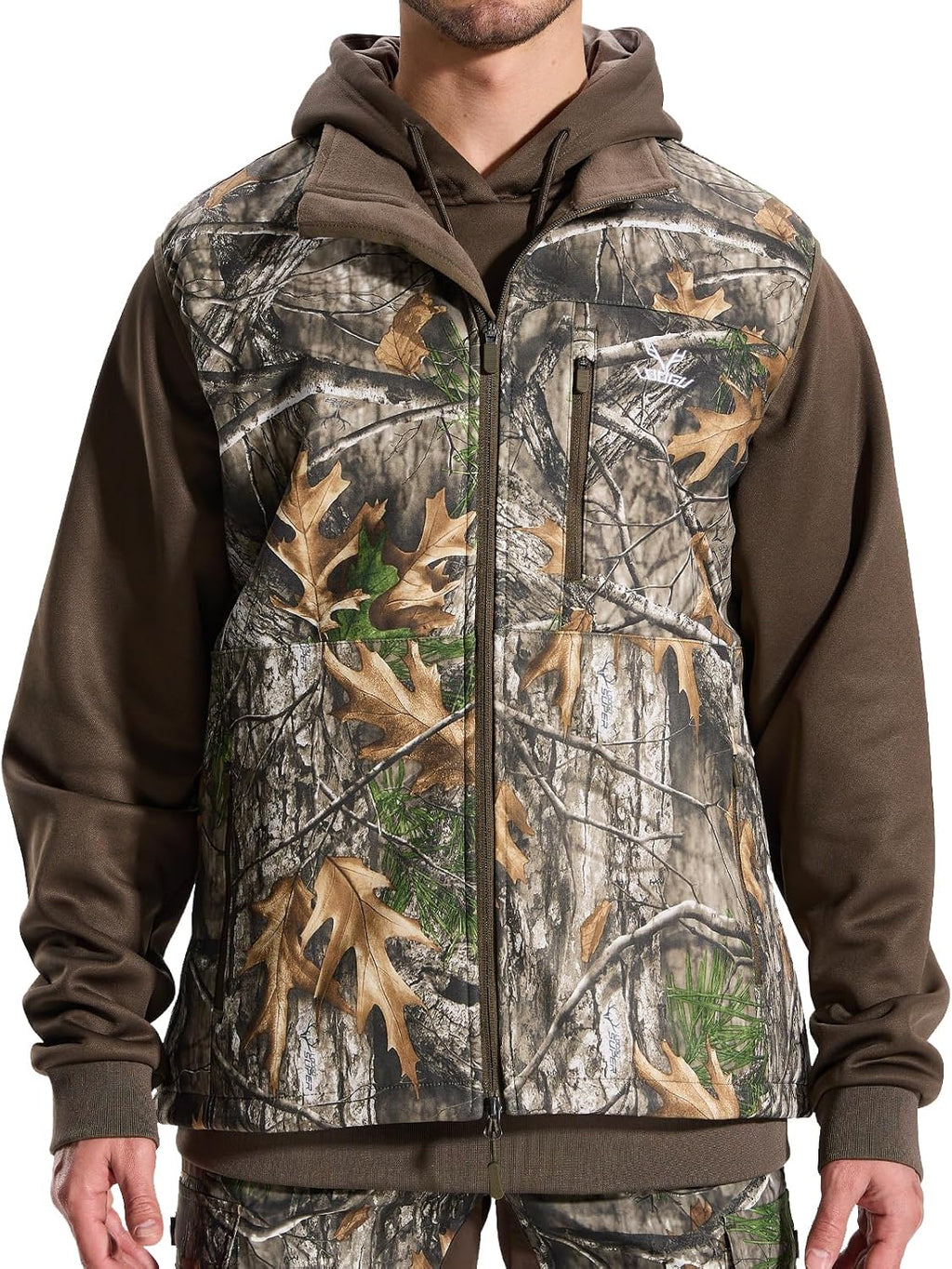 LOOGU Mens Camo Hunting Vest Water-Resistant Sleeveless Jacket with Pockets for Outdoor Fishing Hiking