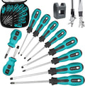 Magnetic Screwdriver Set 10 PCS,5 Phillips and 5 Flat Head Precision Screwdriver,Professional Cushion Grip and Non-Slip for Repair Home Improvement Craft,Green