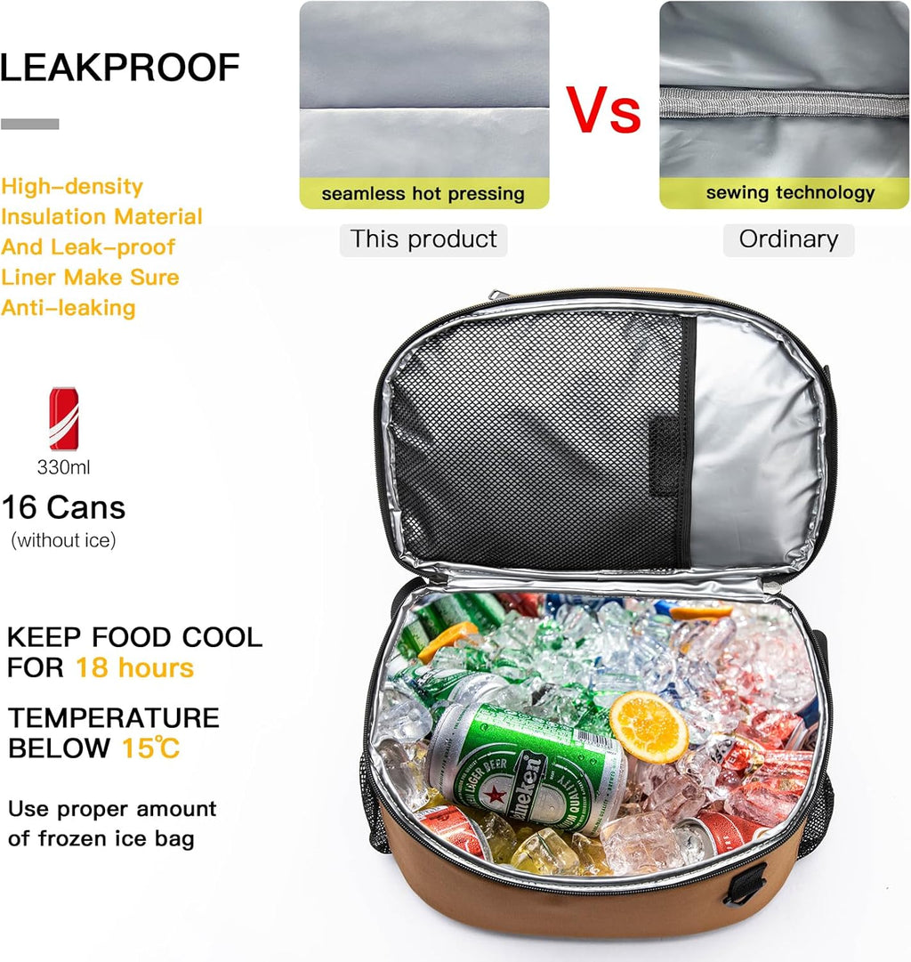 TUGUAN Dual Compartment Cooler Backpack Insulated 16Cans Lunch Box Backpack