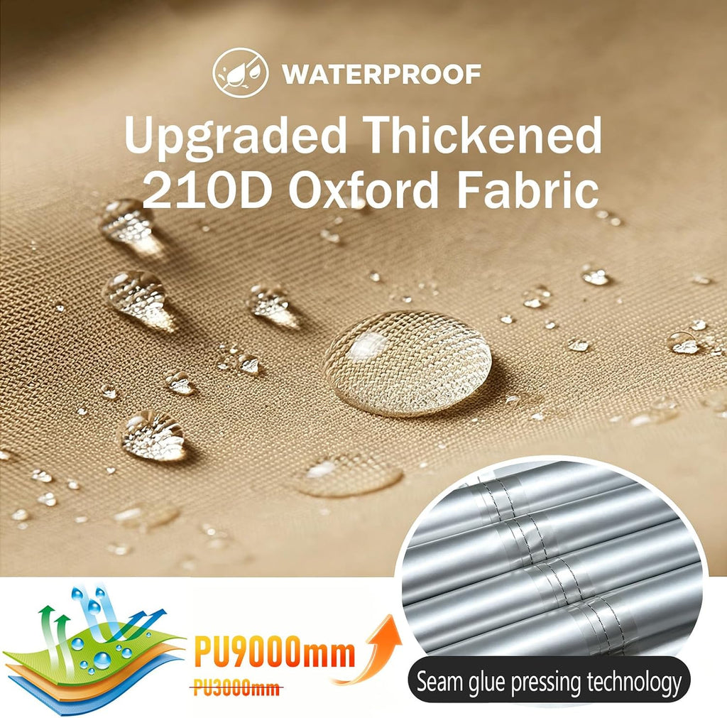 Camping Tarp with Poles & Retainer, 14.5x11FT PU9000mm Waterproof 210D Oxford Cloth Camping Awning, UV Blocking Rate 99.99% Camping Canopy Tent Tarp for Outdoor, Hammock, Car, Picnic (Khaki)