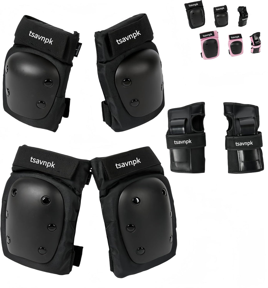 Adult Knee and Elbow Pads Set with Wrist Guards,Protective Gear for Skating
