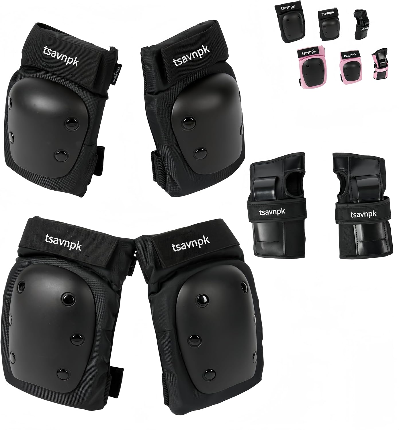 Adult Knee and Elbow Pads Set with Wrist Guards,Protective Gear for Skating