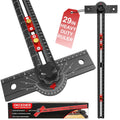 29 Inch Woodworking T Square Ruler, Aluminum Alloy, Adjustable Angle 15-165° Measurement Tool, Precision Drilling Positioning Guide for Carpentry, Drafting, Contractor, Scribe Crafting, Drywall
