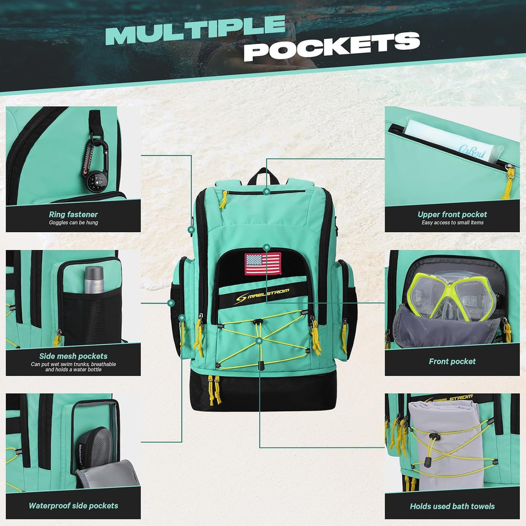Maelstrom Waterproof Swim Backpack, Gear Sports Bag With Shoe Compartment