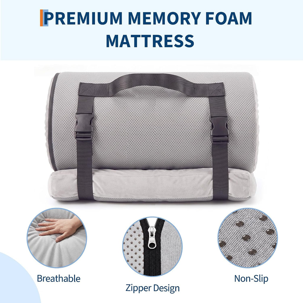 Garvee Memory Foam Camping Mattress Pad, Roll Up Sleeping Pad 3 Inch Thick