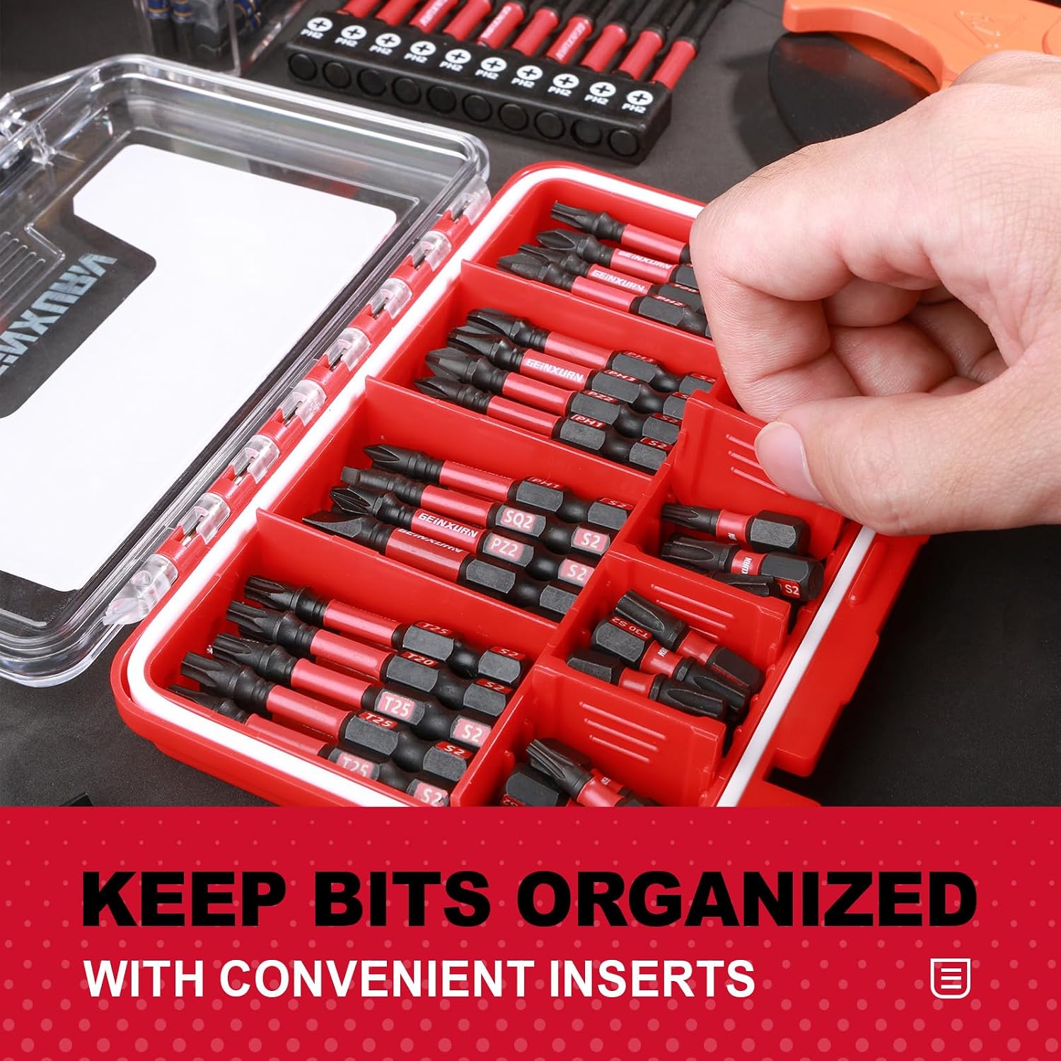 Geinxurn 71pieces Impact Screwdriver Bits Set, Magnetic S2 Steel Multi Insert Power Bits Tips with Impact Bit Holder with Storage Box
