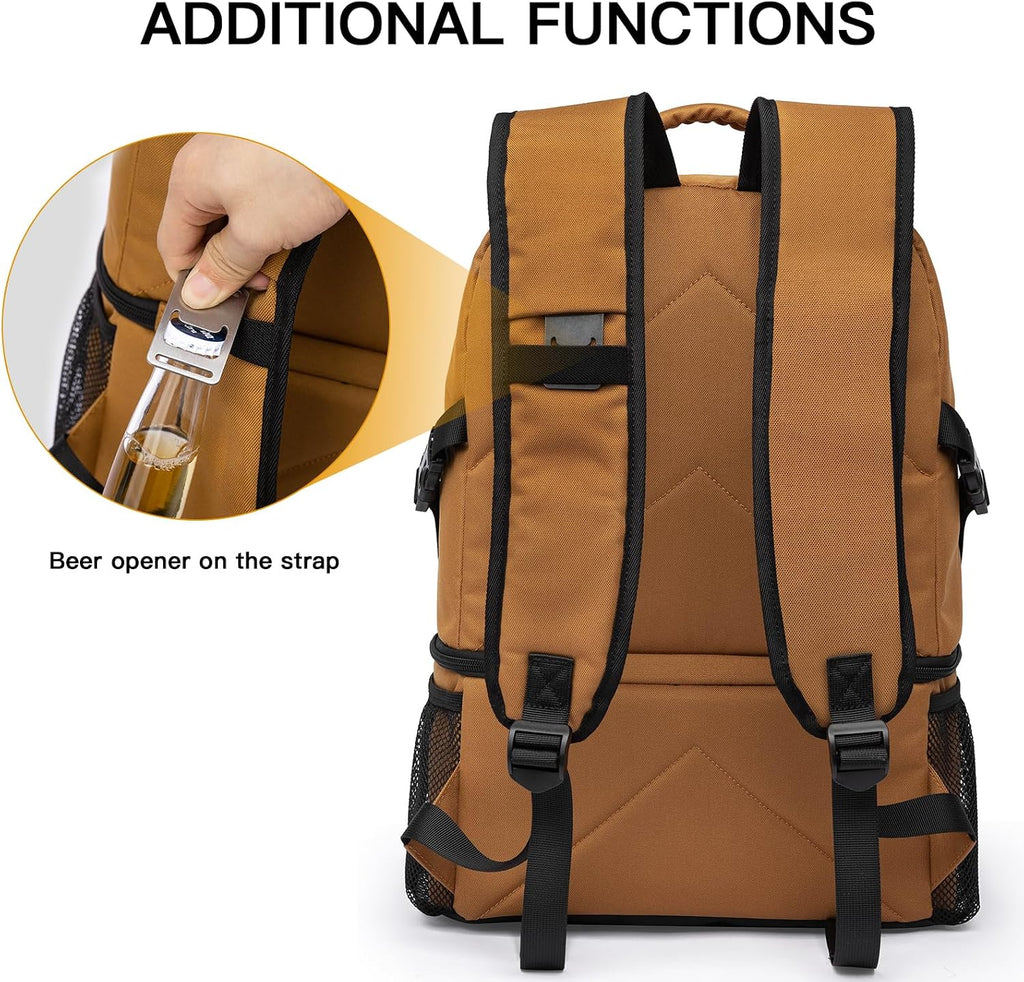 TUGUAN Dual Compartment Cooler Backpack Insulated 16Cans Lunch Box Backpack
