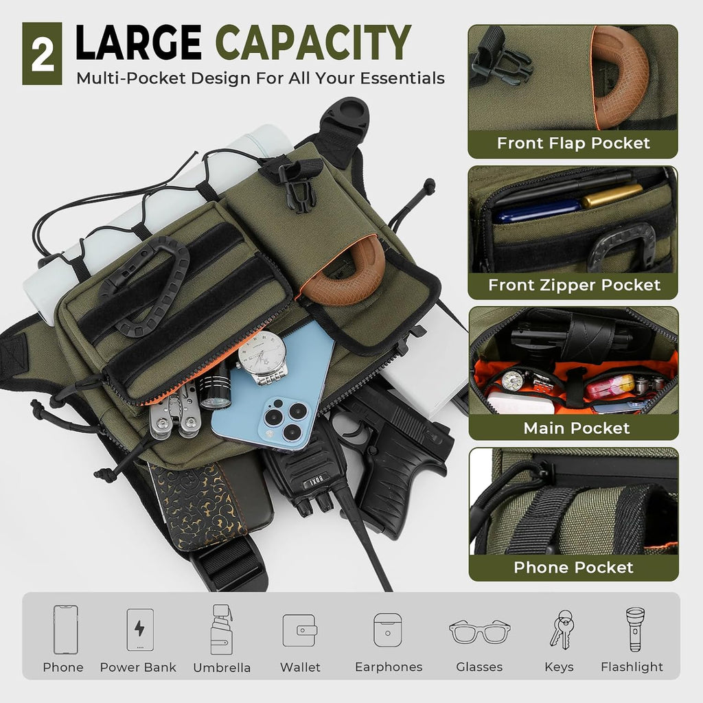 Muserise Outdoor Chest Bag For Men and Women, Tactical Vest For Running, Cycling, EDC Chest Pack Rig For Sports and Workouts
