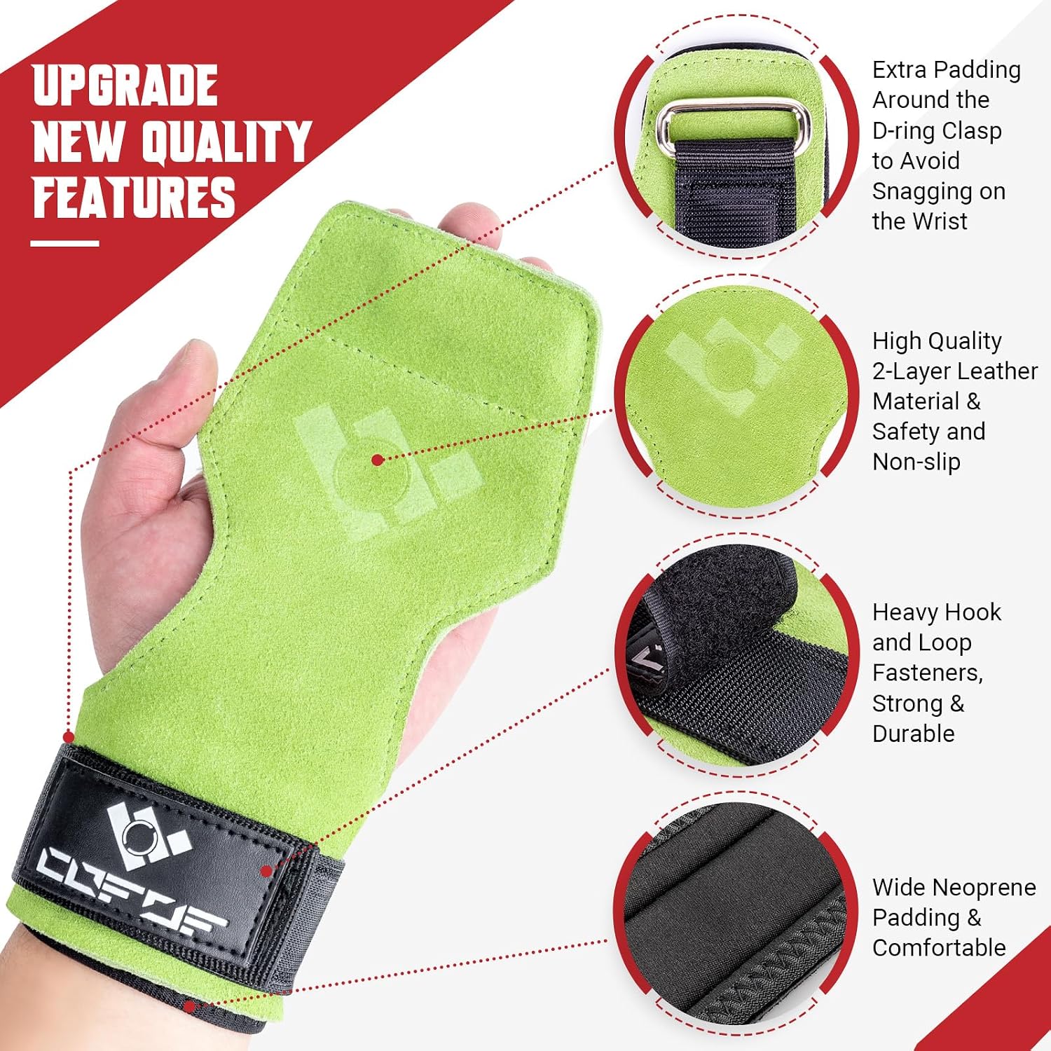 Weight Lifting Wrist Strap, Double-Layer Leather for Deadlift Powerlifting