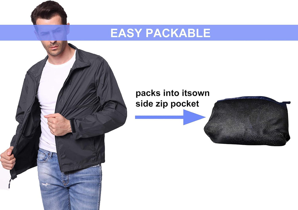 TRAILSIDE SUPPLY CO. Mens Windbreaker Jackets Lightweight Packable Jacket