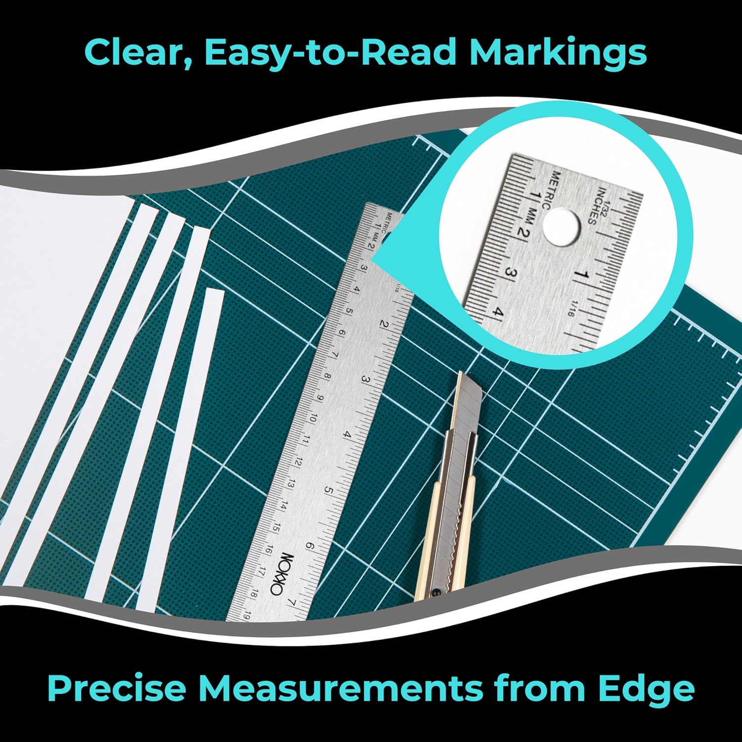 18 Inch Metal Ruler with Cork Backing, Stainless Steel Ruler, Pack of 2