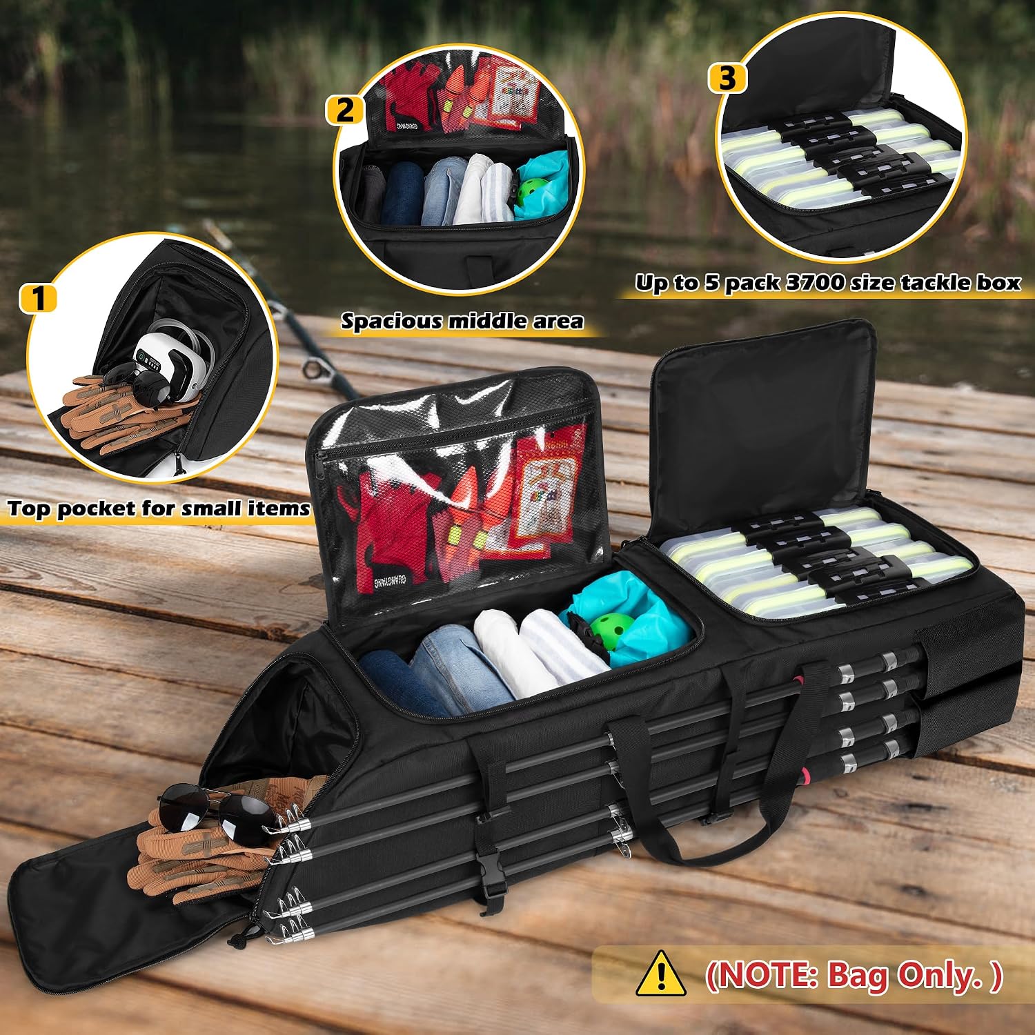 Rexmica Fishing Rod Tackle Bag Fishing Backpack Holds 8 Rods & Reels