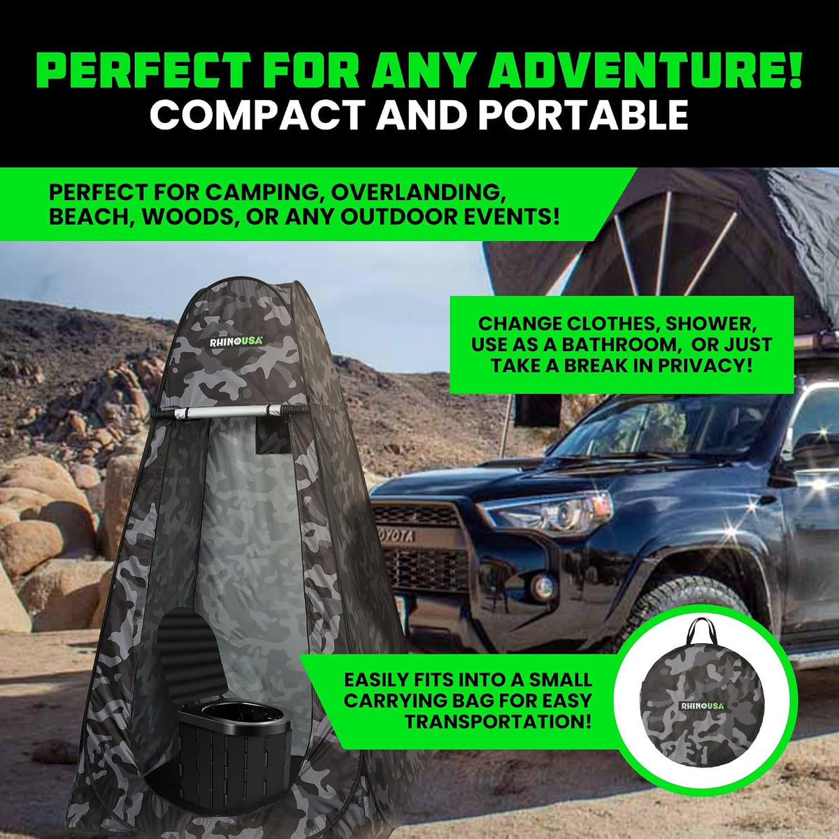 Rhino USA Pop-Up Privacy Changing Tent - Portable Camp Shower & Toilet