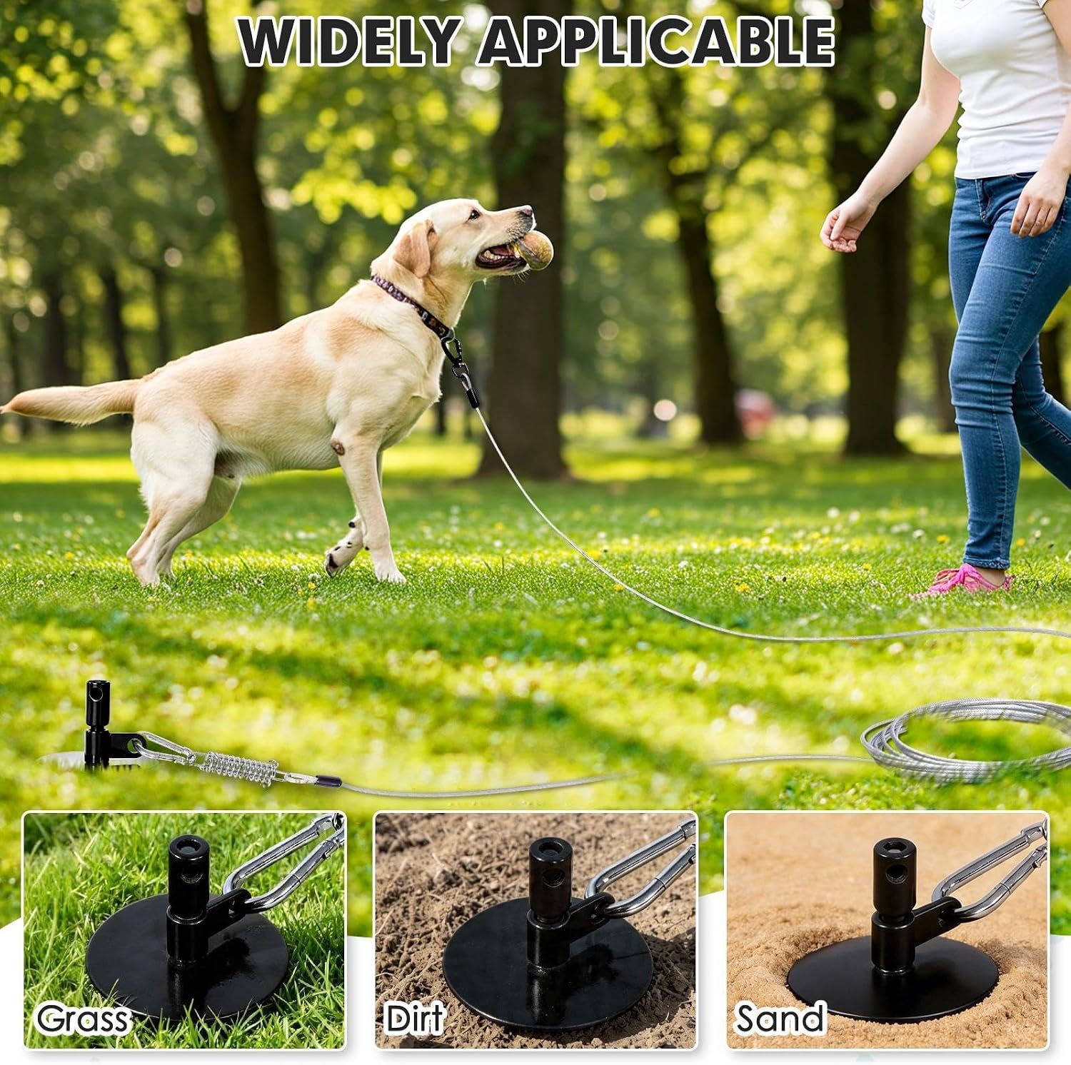 Dog Tie Out Stake for Outside, 20FT Dog Leashes for Large Dogs