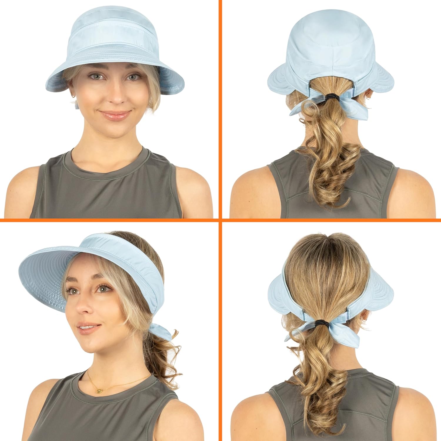 SUN CUBE Womens Sun Hat UV Protection Wide Brim Zip-Off Golf Visor