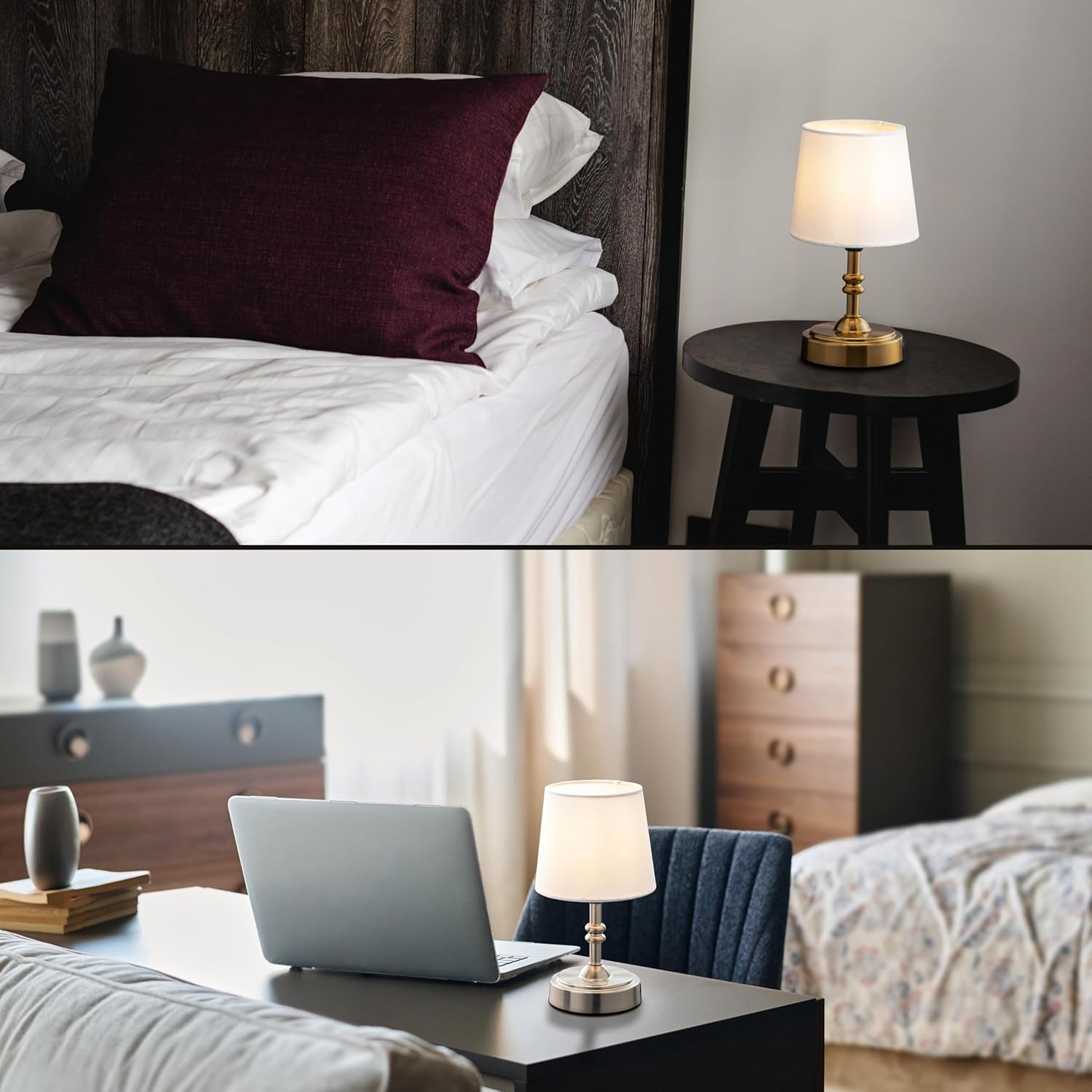 O’Bright Seraph mini – Cordless LED Table Lamp with Dimmer, Built-in Rechargeable Battery, 3-Level Brightness, Patio Table Lamp, Bedside Night Lamp, Ambient Light for Restaurant, Brushed Nickel