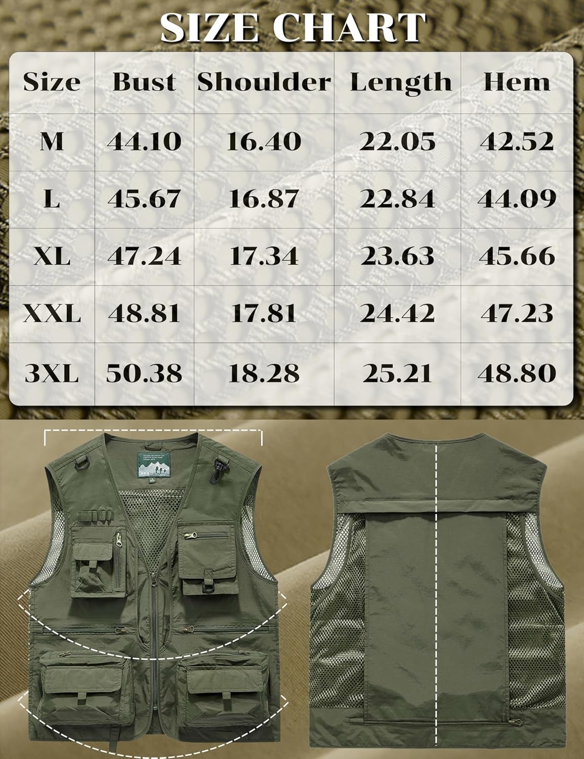 Men's Lightweight Mesh Fishing Vest Utility Outdoor Multi-Pocket Hunting Cargo Vest