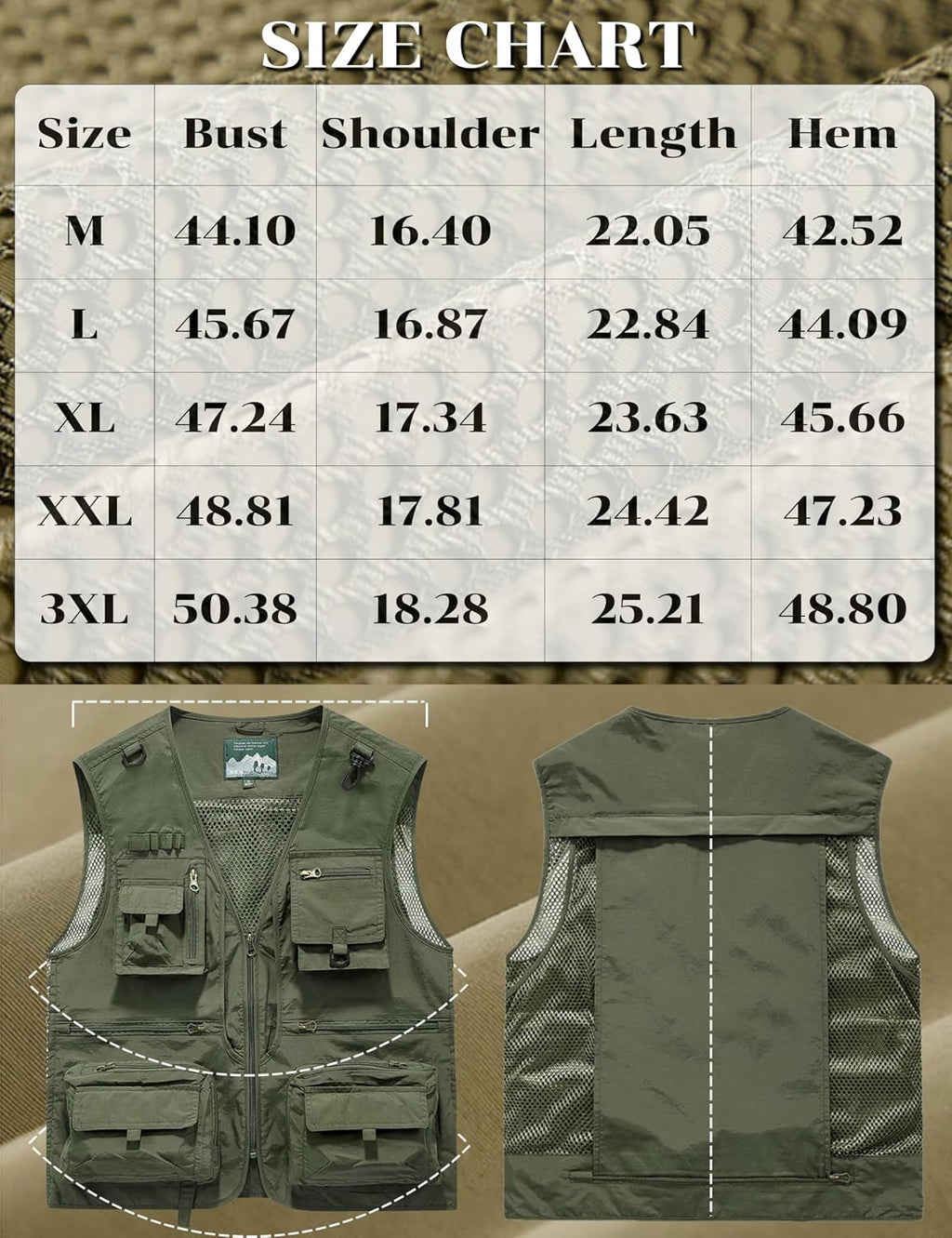 Men's Lightweight Mesh Fishing Vest Utility Outdoor Multi-Pocket Hunting Cargo Vest