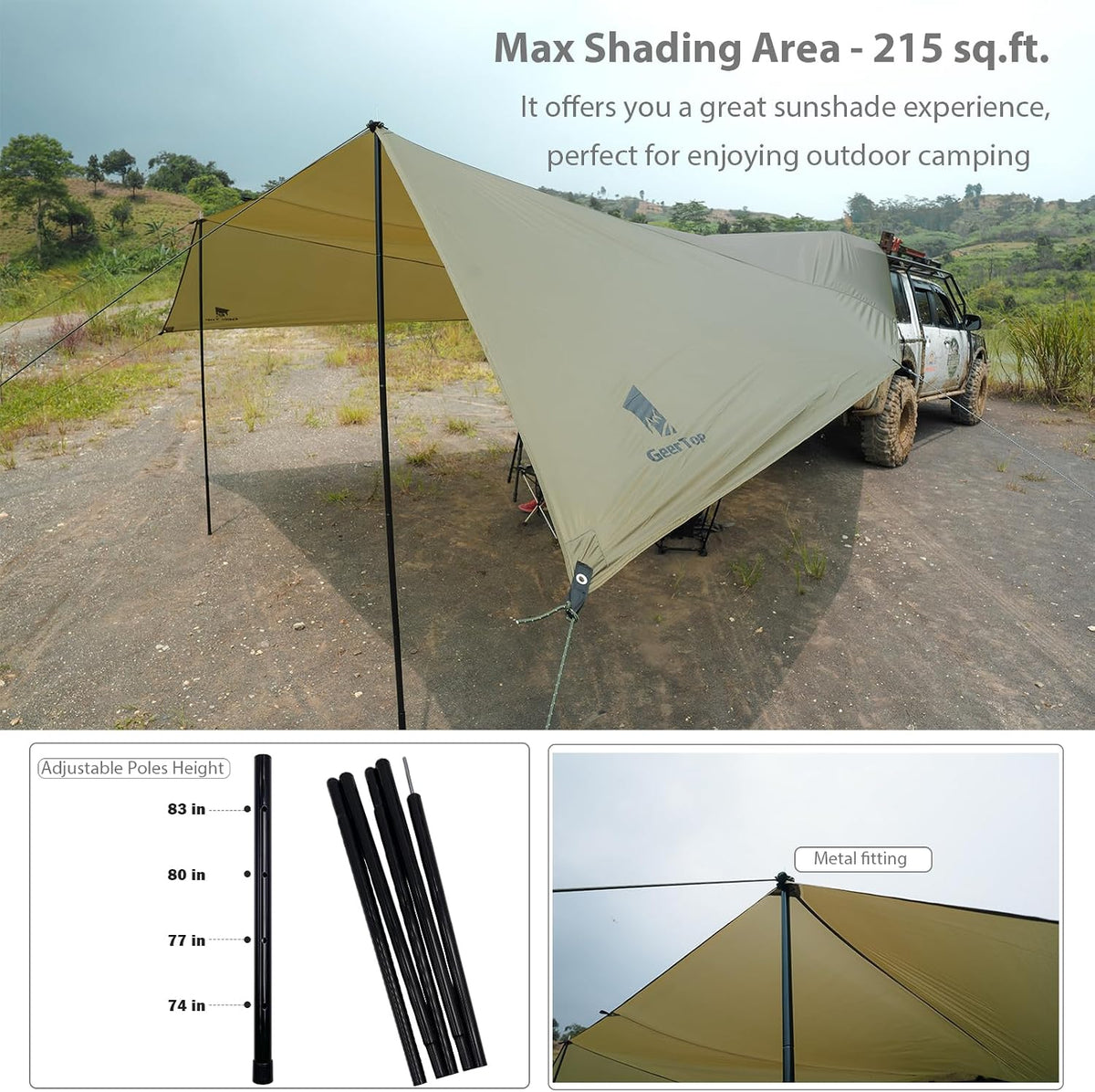 GEERTOP Car Tailgate Awning 19 x 16 FT, Waterproof Camping Shelter