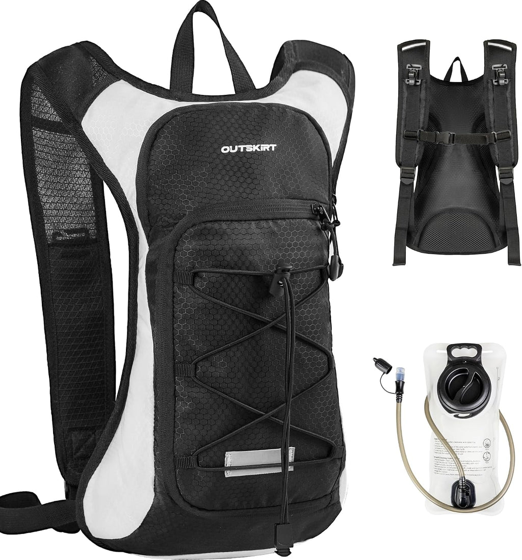 OUTSKIRT Hydration Backpack with 2L Water Bladder, Lightweight and Breathable Running Hydration Pack, Water Backpack for Hiking, Cycling, Trail Running, Marathons & Outdoor Adventures for Men Women