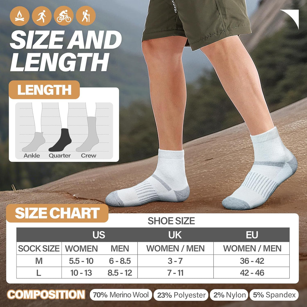 Anlisim Merino Wool Ankle Running Hiking Socks for Women and Men