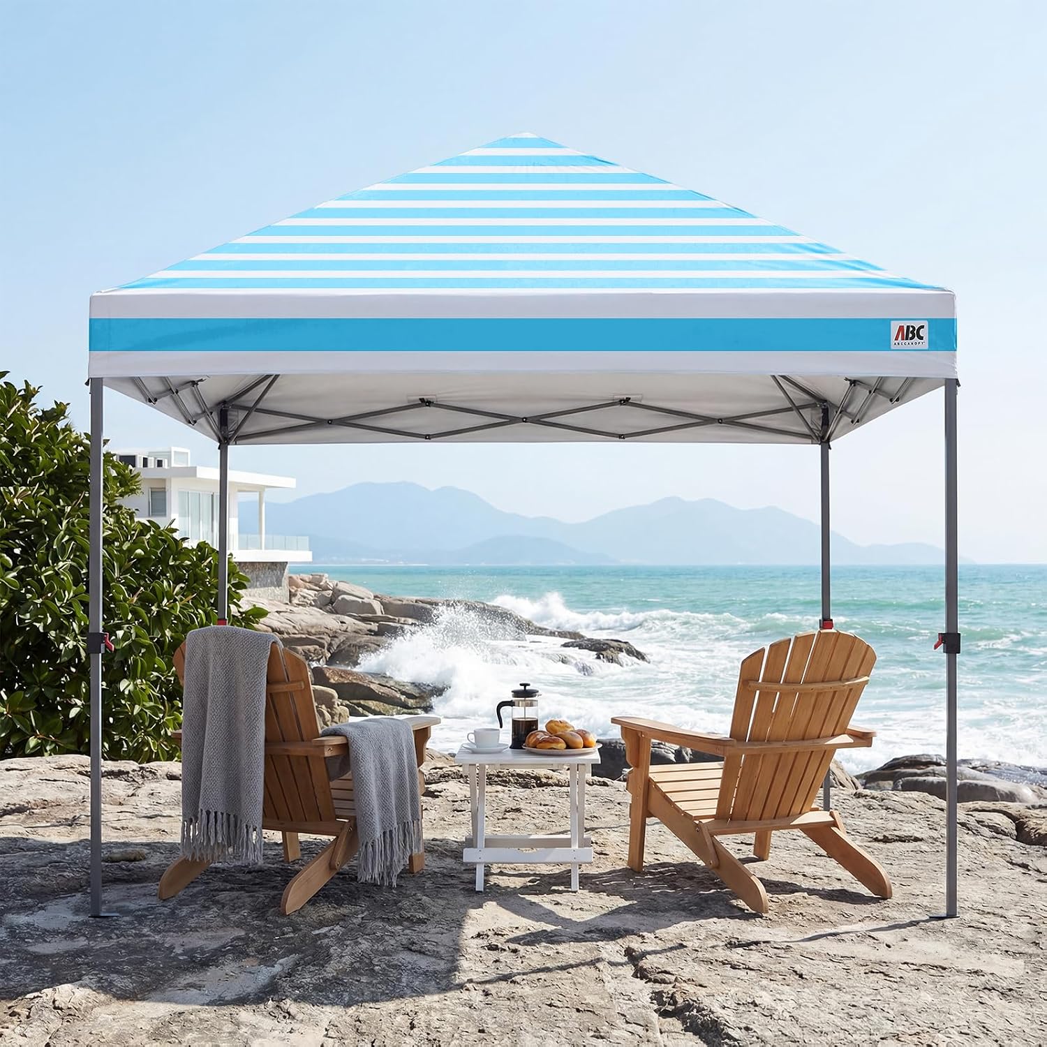 ABCCANOPY 10x10 Pop Up Canopy, Weather Protection Tent, Sky Blue Stripes