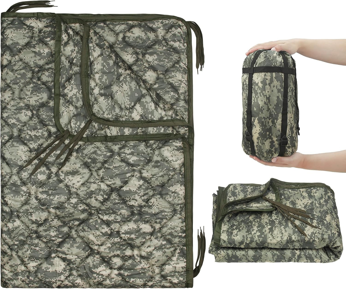 Mirzoyan Woobie Blanket, Military Poncho Liner Camo Insulated Camping Woobie Blanket for Outdoor Hiking Survival Hunting